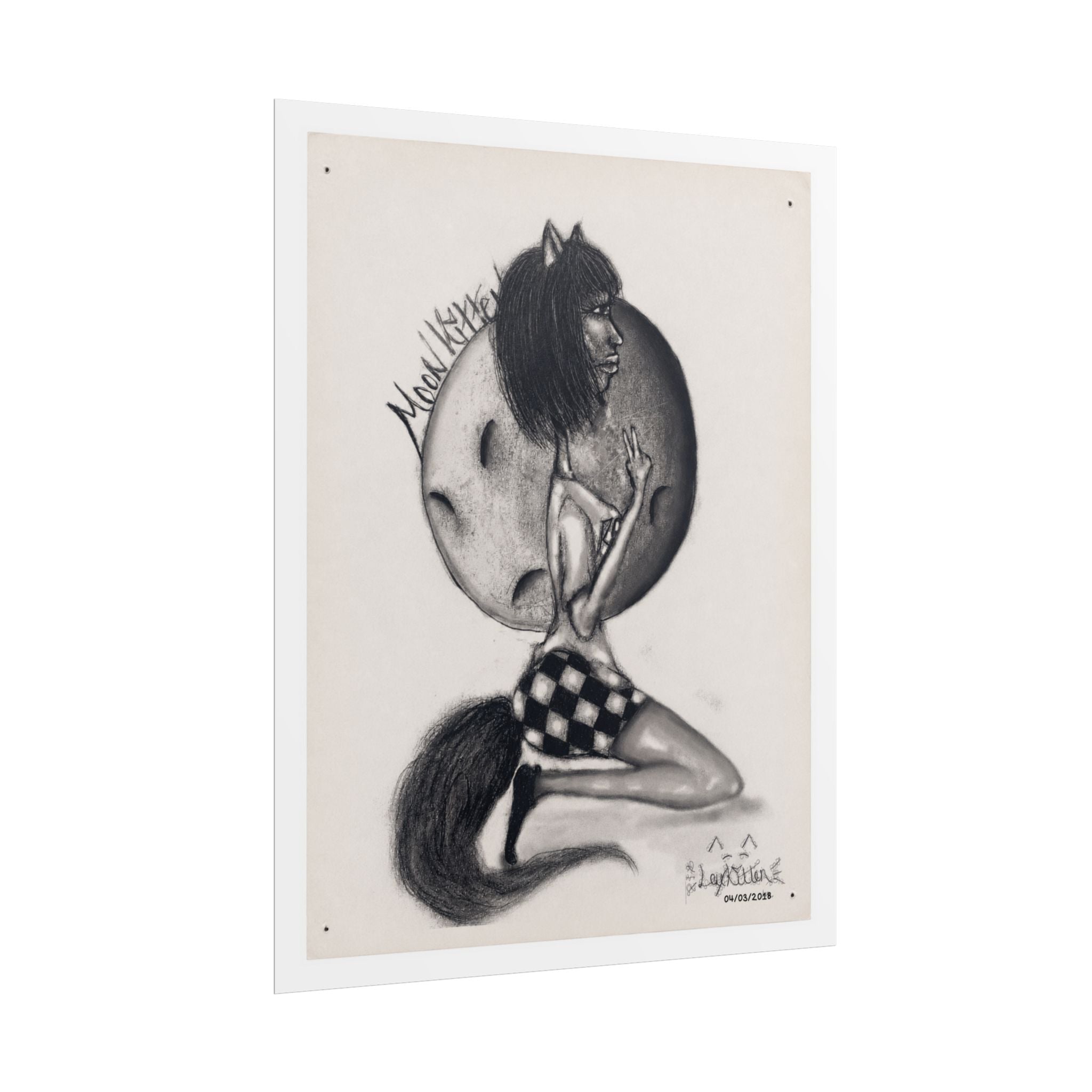 Werewolf Moon Art Poster — Vintage Charcoal Pinup Illustration (Rolled Poster)