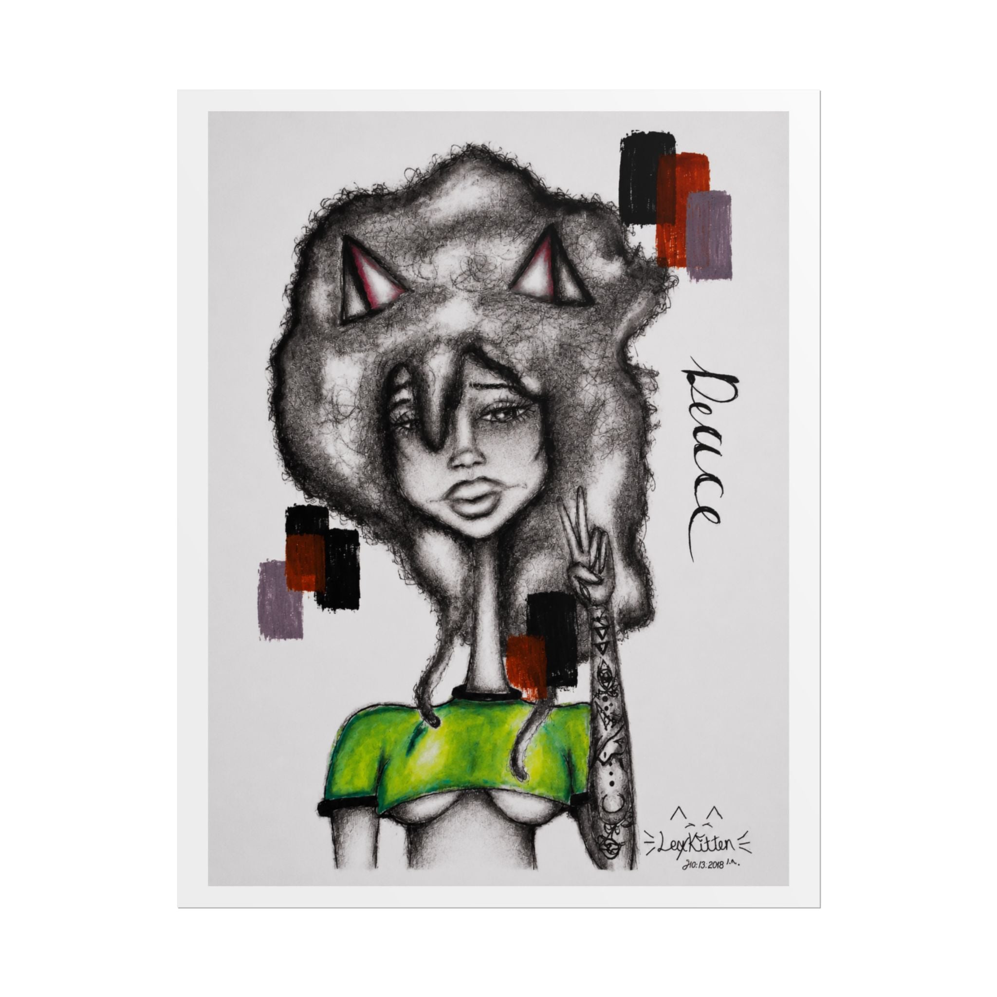 Afro Kitten | Original LexKittenArts Art Print