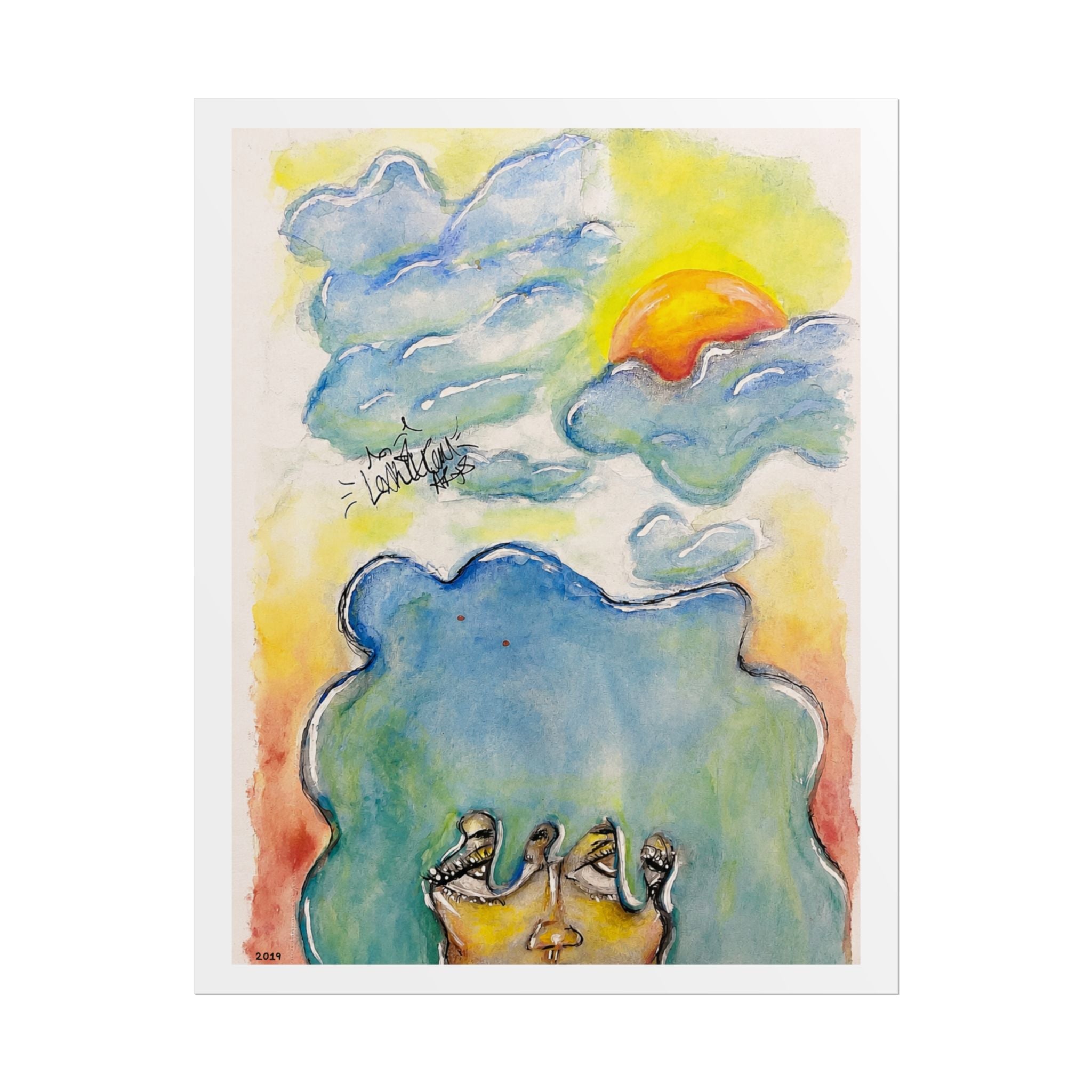 Head in the Clouds” Dreamy Watercolor Art Print  | Original LexKittenArts Art Print
