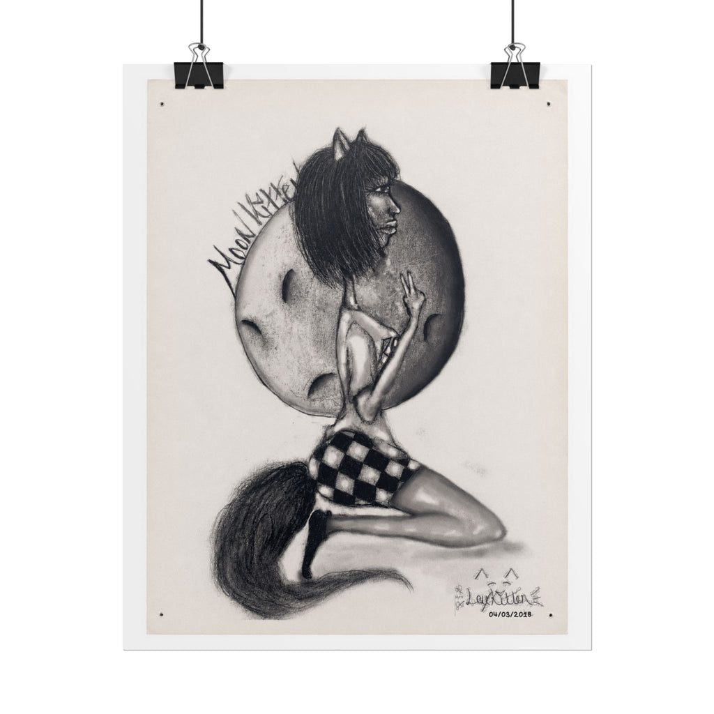 Werewolf Moon Art Poster — Vintage Charcoal Pinup Illustration (Rolled Poster)