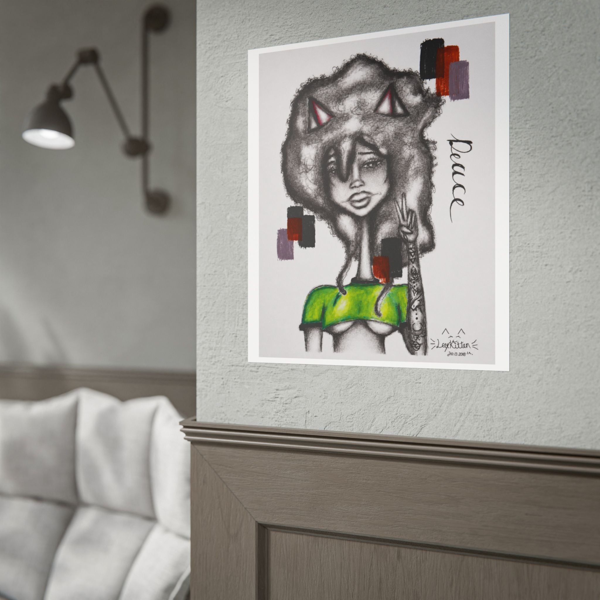 Afro Kitten | Original LexKittenArts Art Print