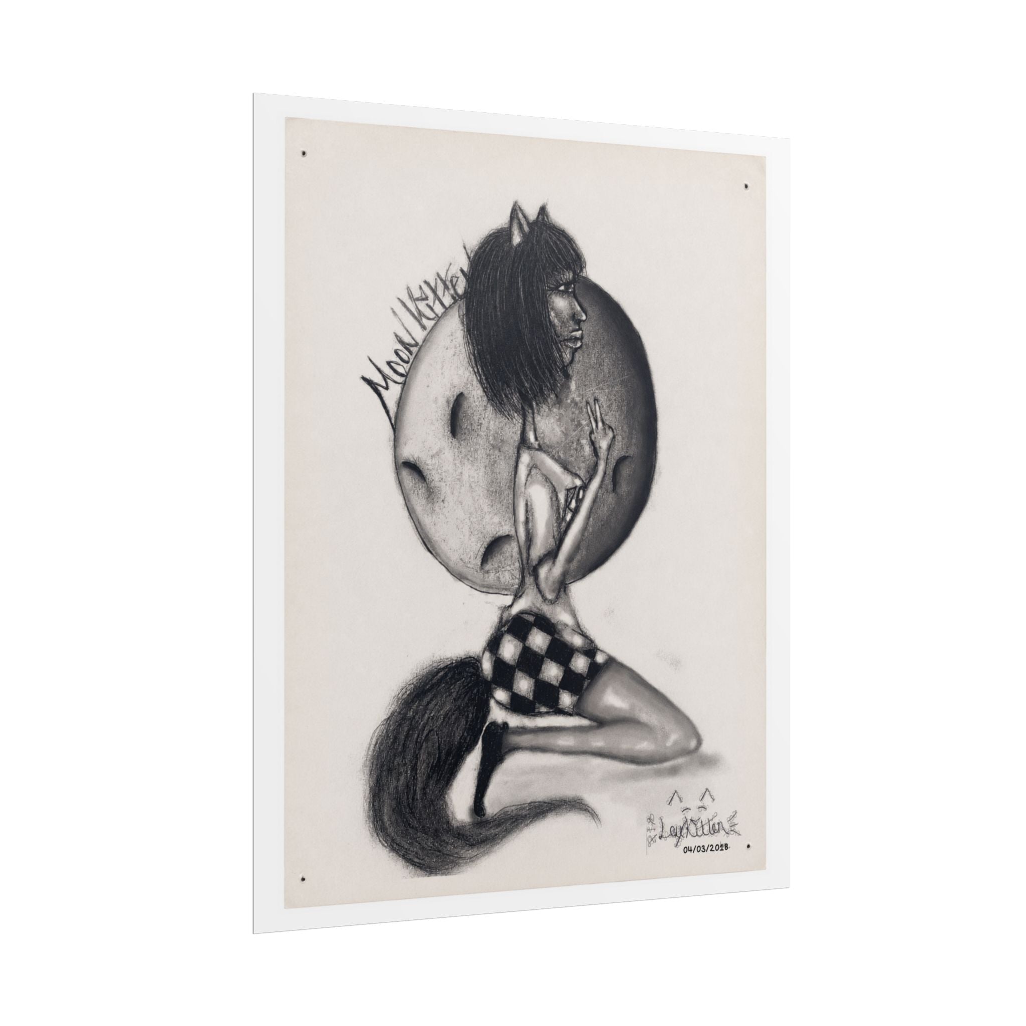 Werewolf Moon Art Poster — Vintage Charcoal Pinup Illustration (Rolled Poster)