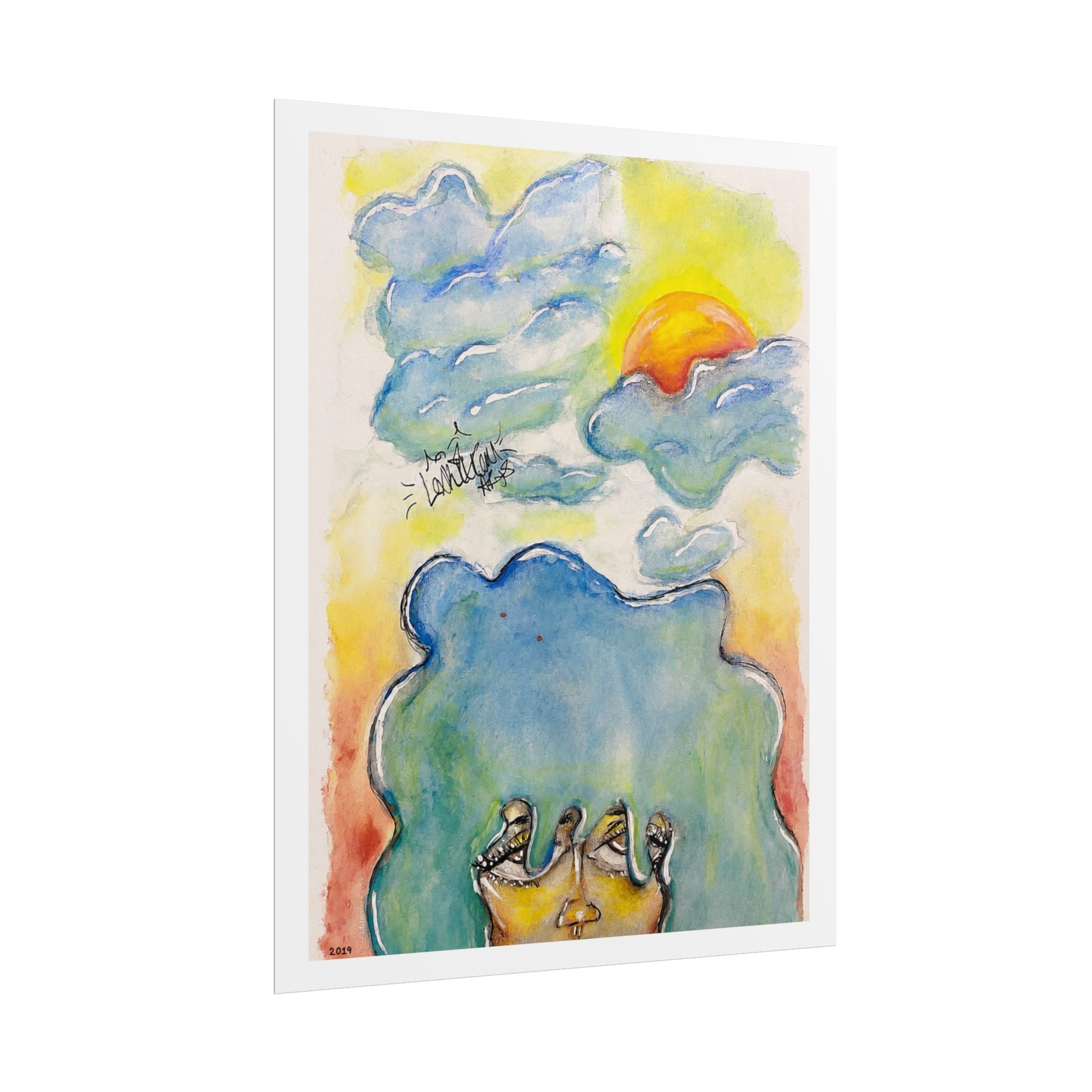 Head in the Clouds” Dreamy Watercolor Art Print  | Original LexKittenArts Art Print