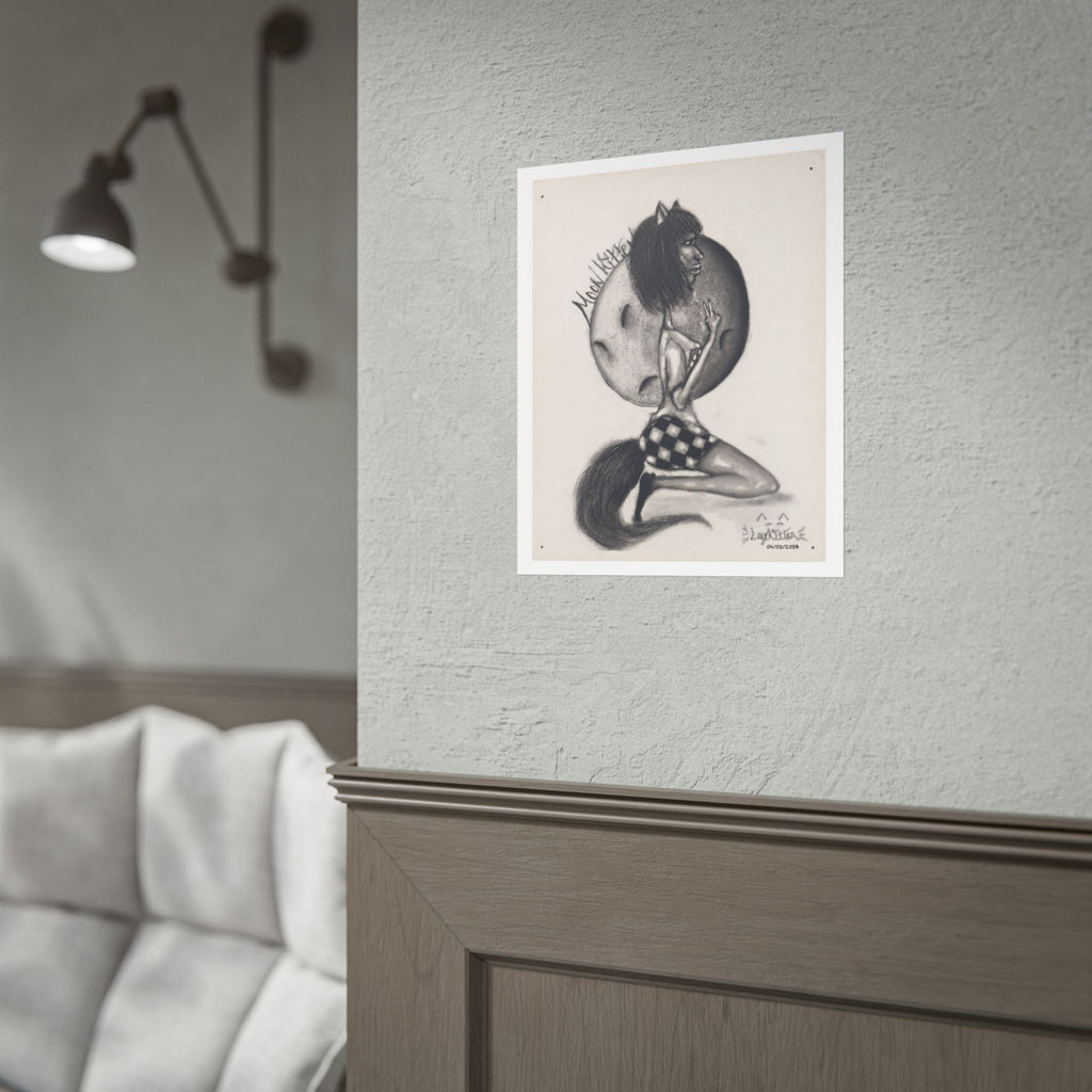 Werewolf Moon Art Poster — Vintage Charcoal Pinup Illustration (Rolled Poster)