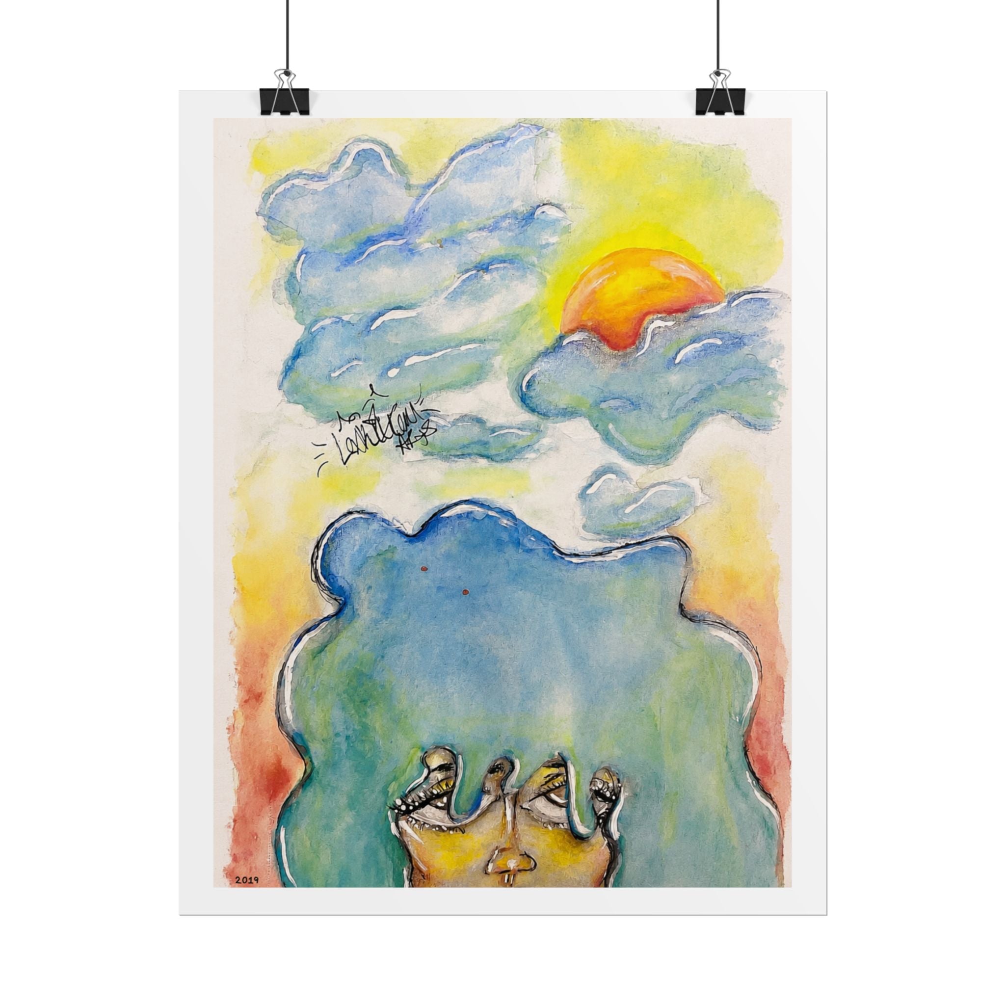 Head in the Clouds” Dreamy Watercolor Art Print  | Original LexKittenArts Art Print