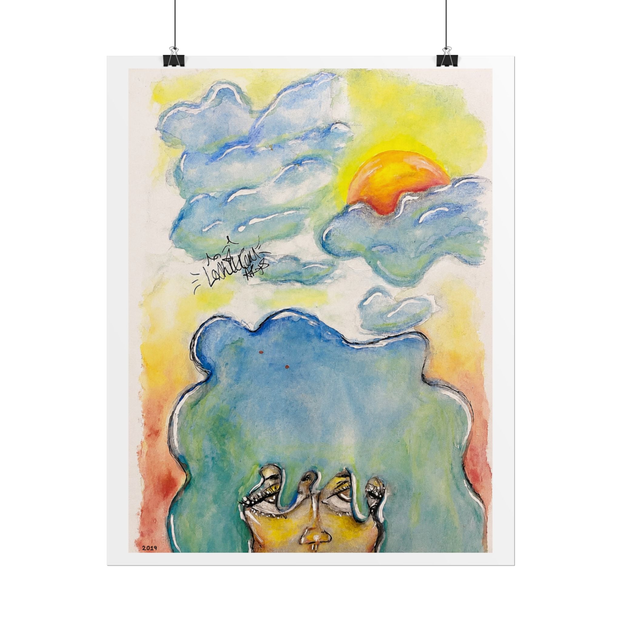Head in the Clouds” Dreamy Watercolor Art Print  | Original LexKittenArts Art Print